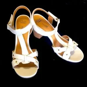 Clarks Shoes Clarks Womens Banoy Valtina Sandals White With